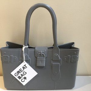 Great Bag Co Designer Robert Verdi Rubber Tote Hand Bag Purse Steel Grey